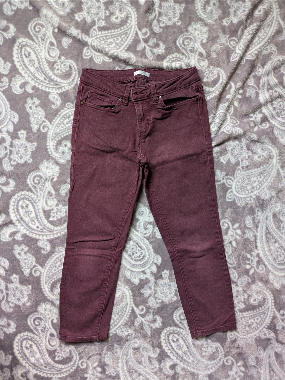 LC Lauren Conrad Wine Cropped Skinny Jeans
